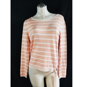 Jones New York Size S Coral Knit Top Striped